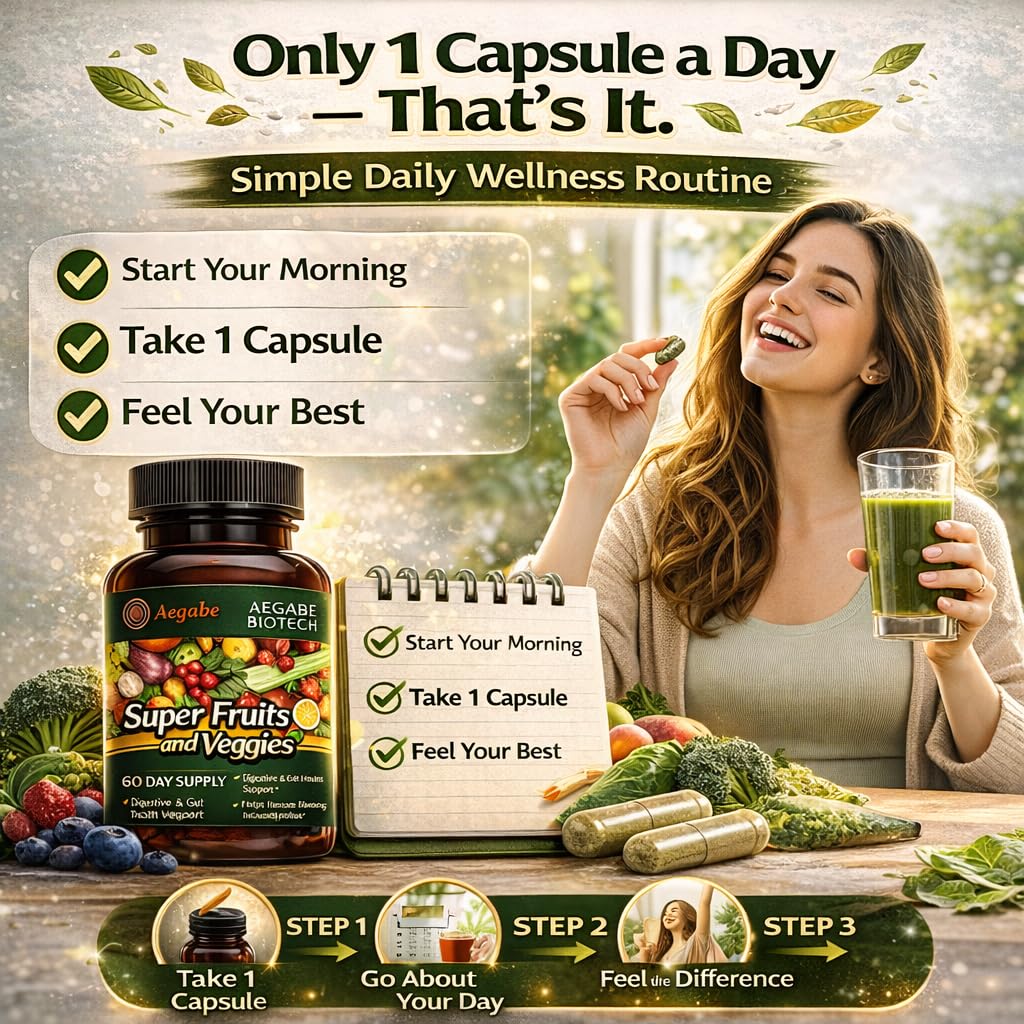 Super Fruits and Veggies Supplement,36 Fresh Veggies & Fruits,Balance of Nature Daily Nutritional Supplement for Digestive Health & Constipation Relief,60-Day Supply,Made in USA