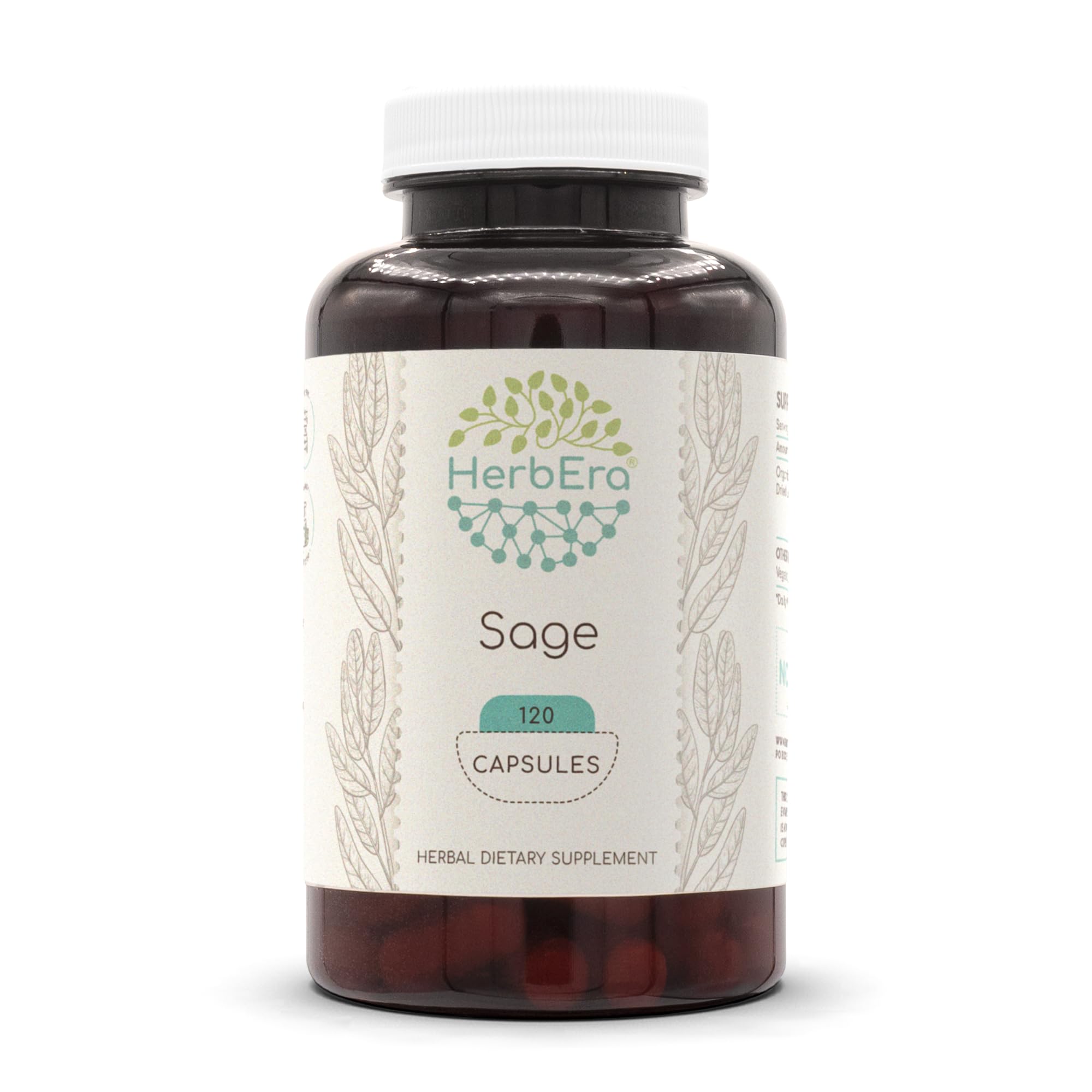 HerbEra Sage 120 Capsules, 500 mg, Sage (Salvia officinalis) Dried Leaf (120 Capsules)