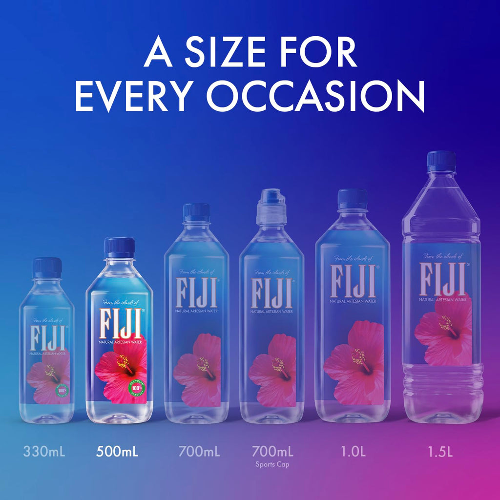 FIJI Artesian Bottled Water, 500 mL (16.9 fl oz), Pack of 24