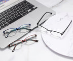 CRGATV 3-Pack Reading Glasses for Women Blue Light Blocking Metal Half Frame Computer Readers Anti UV/Eye Strain/Glare (+2.5 Magnification Strength)