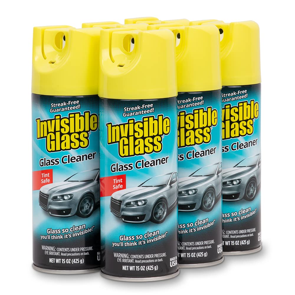 Invisible Glass 91163-6PK Premium Aerosol Glass Cleaner Spray for Car Windshields and Windows, Automotive and Home Window Cleaner, Streak-Free, Ammonia-Free, Tint-Safe – 15 oz (Pack of 6)