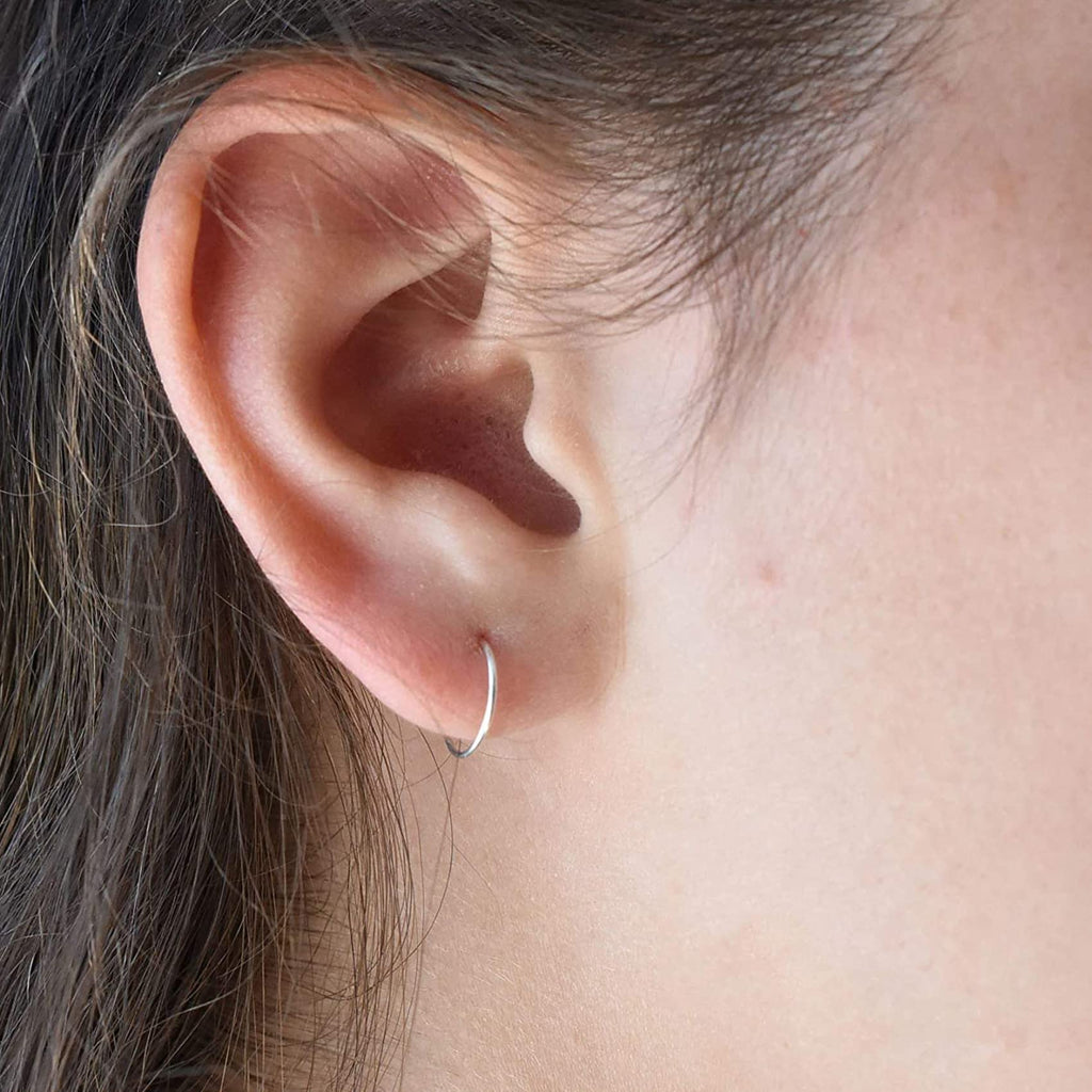 EPIRORA Silver Hoop Earrings- Cartilage Earring Small Hoop Earrings for Women Men,4 Pairs of Hypoallergenic 925 Sterling Silver Tragus Earrings(Silver,8mm/10mm/12mm/14mm)