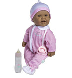 JC Toys La Baby Hispanic 16-inch Small Soft Body Baby Doll La Baby | Washable |Removable Pink and White w/Hat, Pacifier & Magic Bottle | for Children 12 Months +