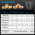 FFVRVSS M2 M2.5 M3 M4 M5 M6 Premium Brass Threaded Inserts, Metric Brass Knurled Nuts Assortment Kit, with Heat Set Insert Tool, for Plastic and 3D Printing Components. (320Pcs M2-M5 Kit+Tools)