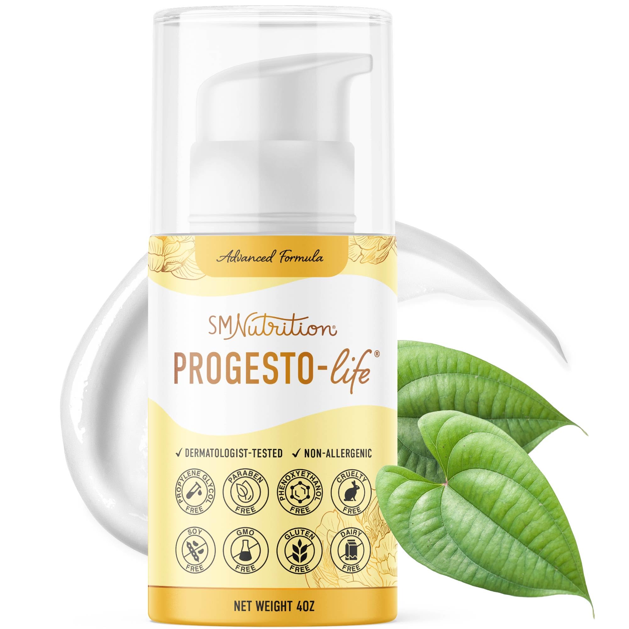 SMNutrition Advanced Progesto-Life Balancing Skin Cream for Women 4oz | Cosmetic Skin Cream | Dermatologist-Tested, Hypoallergenic & Cruelty-Free | 96 Applications