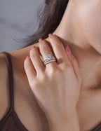 IMOLOVE Moissanite Wedding Band Wedding Rings for Women 925 Sterling Silver Rings with 18K White Gold Plated Marquise Wedding Band Stackable Engagement Ring Anniversary Band Size 8
