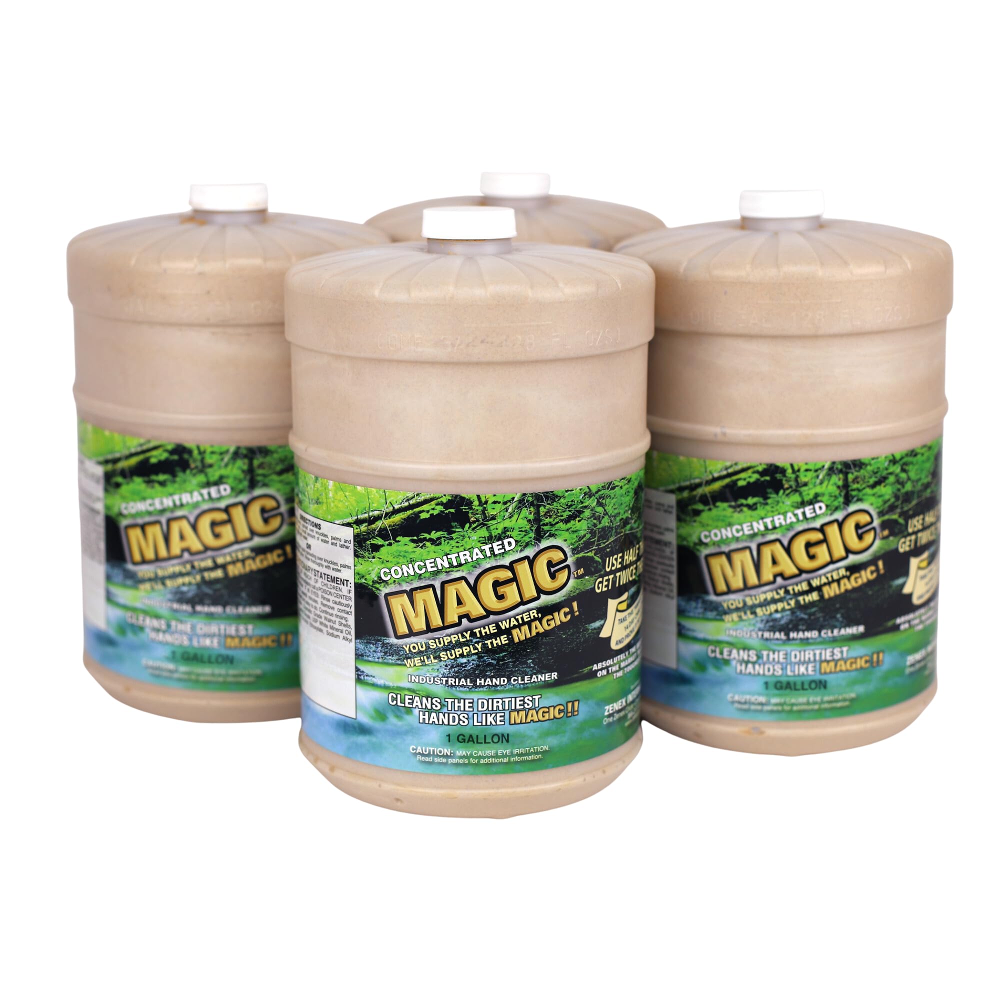 Zenex Magic Hand Soap - Industrial Hand Cleaner for Auto Mechanics | Shop Soap | Walnut Shell Scrubbers to Remove Grease, Oil, Ink & Paint | Moisturizing Ingredients | 1 gallon (4 Pack)