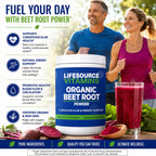 LifeSource Vitamins Beet Root Powder - Organic 10 oz - 57 Servings - US California Beets - Non-GMO