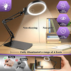 10X 30X Large Magnifying Glass with Light and Stand, 5-inch Lighted Magnifier, 72 LED 3 Color Modes Stepless Dimmable, Hands-Free Magnifying Glass Desk Lamp for Reading Craft Hobby Close Work Black