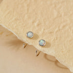 Huggie Hoop Earring 925 Sterling Silver Synthetic White Opal Earrings for Women Open Hoop & Half Hoop Earrings Tiny Hug Hoops