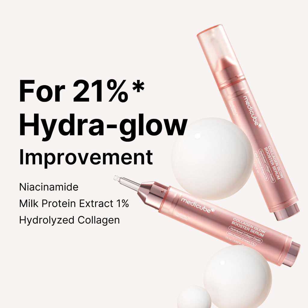 Medicube Collagen Glow Booster Milk Serum - Twist & Click - Radiance & Hydration with Niacinamide, Milk Protein Extract, Hydrolyzed Collagen - Illuminates & Firms Skin - Korean Skin Care, 0.50 oz