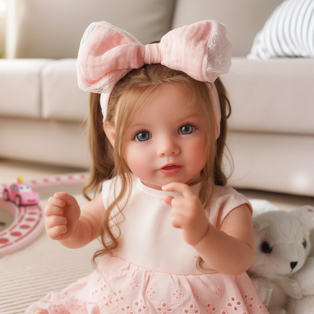 BABESIDE Lifelike Reborn Baby Dolls Dara - 20 Inch Realistic-Newborn Baby Doll Brown Hair Girl Handmade Real Life Toddler Dolls with Clothes and Toy Accessories Gift for Kids Age 3+