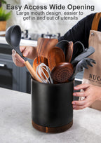 Ceramic Rotating Kitchen Utensil Holder for Countertop, 7.2'' Stone Black
