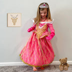 Aoiviss Girls Princess Costume Dresses Pink Fancy Princess Dress Up Clothes