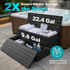 ROMIVO Hot Tub Steps with Storage Extra Wide, 2-Step Spa Stairs - Non-Slip Heavy Duty 500 lbs, Easy Assembly, Slip-Resistant, Universal for Hot Tub, RV, Camper, Pool Deck & Bath - Fits Any Size, Black