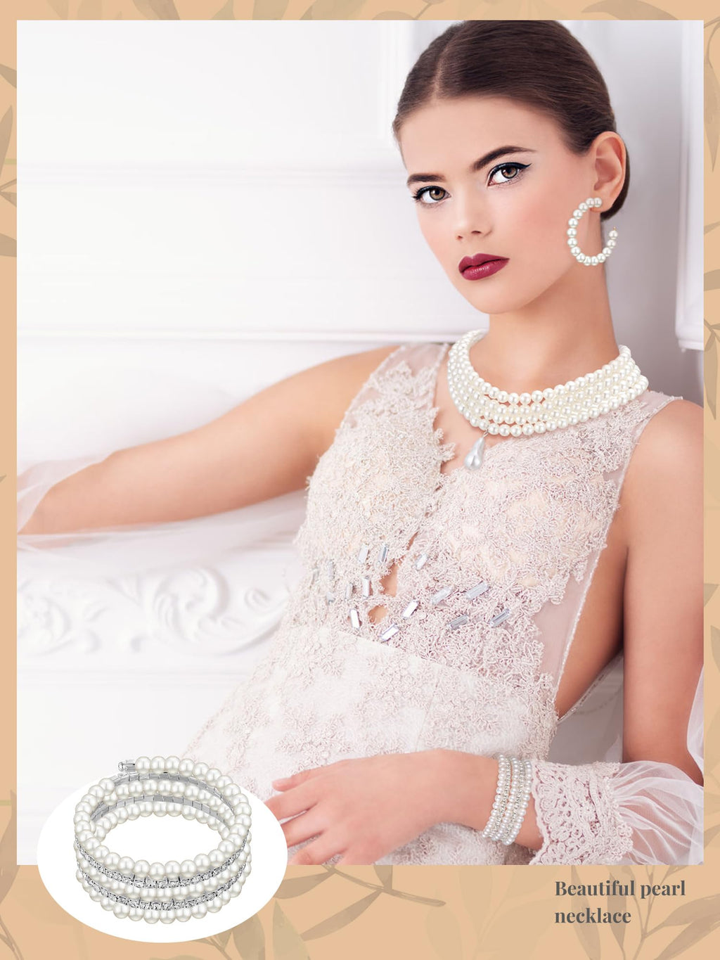 BBTO 8 Pcs Pearl Necklace Earring Set Women Wedding Jewelry,Vintage Style