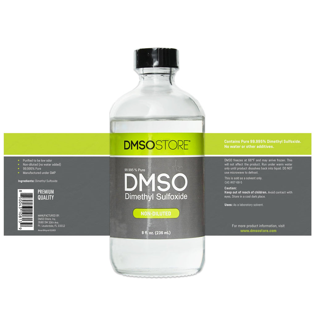 DMSO 8 oz. Glass Bottle Non-diluted 99.995% Pure Low Odor Pharma Grade Liquid Dimethyl Sulfoxide Super High Quality Made by DMSO Store