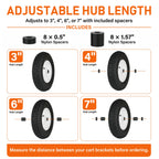 LotFancy 4.80/4.00-8 Tire and Wheel, 2 Pack 16 Inch Pneumatic Wheelbarrow Replacement Wheels, 5/8" Bearings, Adjustable 3" to 7" Centered Hub, for Wheelbarrows, Garden Carts, Yard Wagons