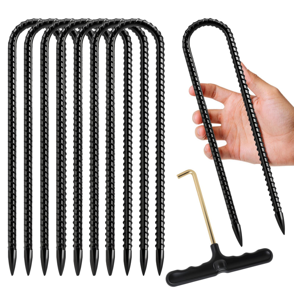 8 Pack 11.8 Inch Rebar Ground Stakes U Hook Galvanized Steel