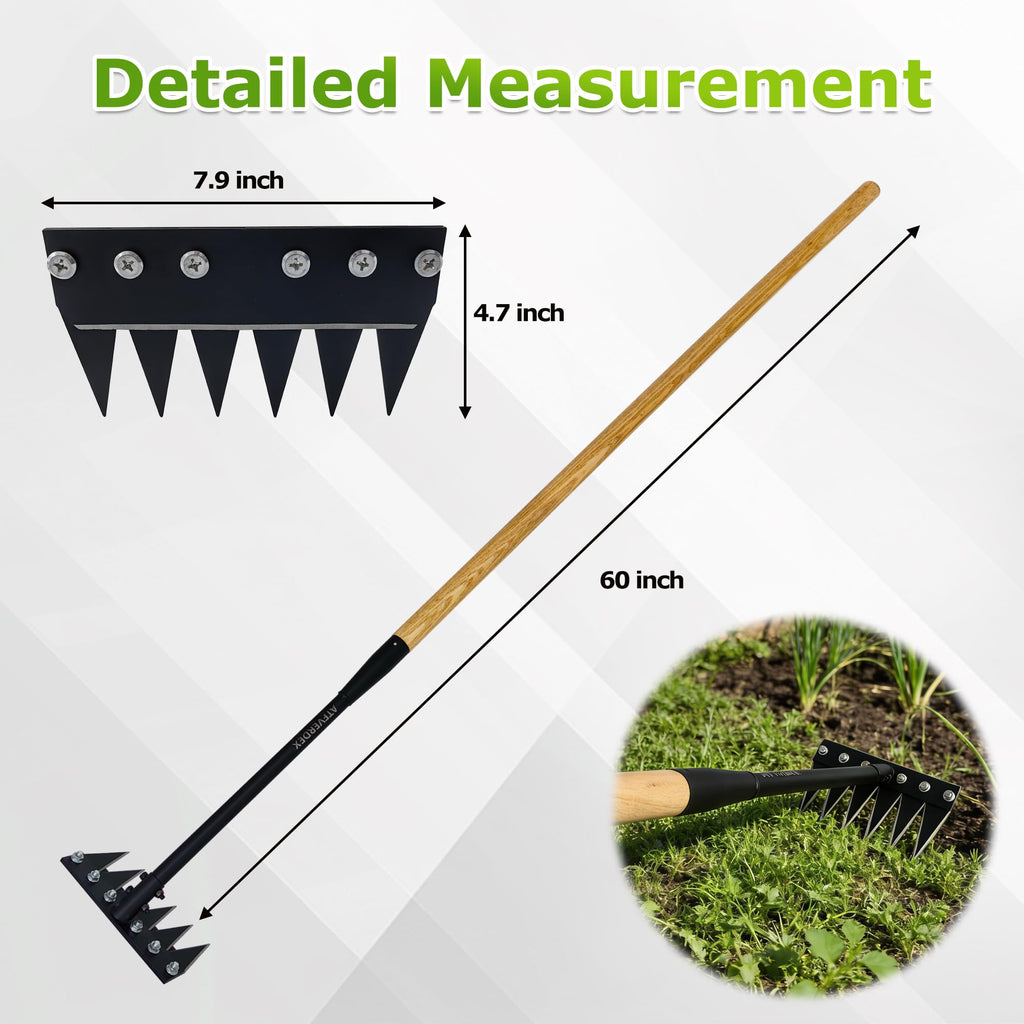 Gardenia Weeding Rake 2.0,60"Forged Iron Weeding Rake, Uproots Tough Weeds