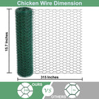 Mklsit Chicken Wire 15.7 x 315 Inches Chicken Wire Fencing Mesh, Green