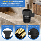 Hibbent All Metal 3 Pack Shower Head Flow Control Valve, G1/2 Brass Shut-off Valve with Metal Handle Lever, Shut OFF Water Flow Control Regulator for Handheld Shower, or Bidet Sprayer, Matte Black