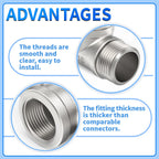ChillWaves 304 Stainless Steel Pipe Fitting, Male Run Tee 1/2" NPT Female x 1/2" NPT Female x 1/2" NPT Male Thread Adapter(2-PACK)