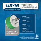 OREI Australia, New Zealand, China Power Plug Adapter with 2 USA Inputs - Travel 3 Pack - Type I (US-16) Safe Grounded Use with Cell Phones, Laptop, Camera Chargers, CPAP, and More