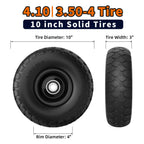 RONPOW 4.10/3.50-4 Flat Free Tire, 10 Inch Solid Tires, 500Lb Heavy Duty Replacement Wheel with 5/8" Bearings, Compatible with gorilla Cart, Garden Carts, Dump Wagons, Dolly & Hand Trucks, 2Pack Black
