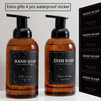 2 Pack Foaming Soap Dispenser, 12.7 Oz Thick Glass Pump, Amber