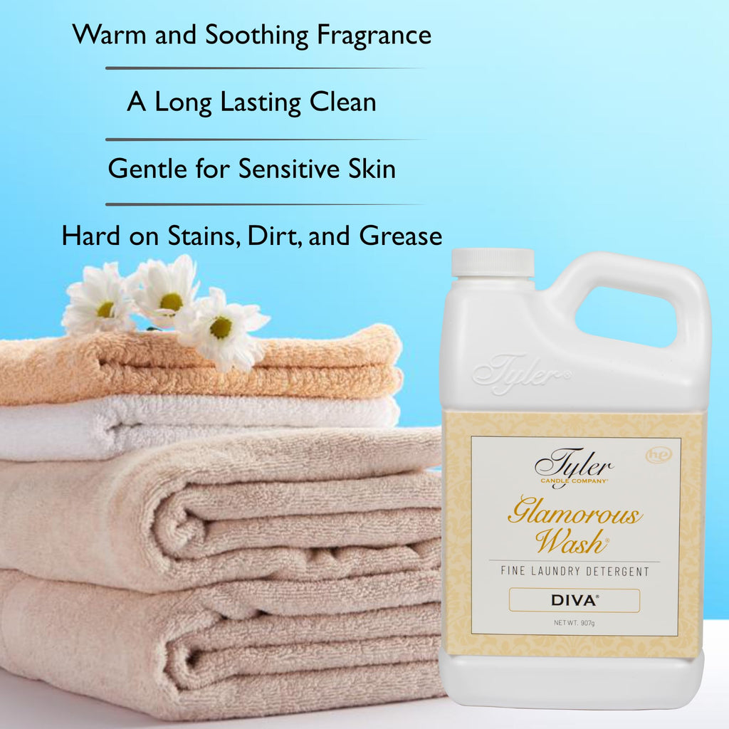 Tyler Glamorous Wash DIVA Fine Laundry Detergent with Stain Remover Pen - DIVA Liquid Detergent Designed for Clothing - Hand and Machine Washable - 32oz (DIVA)