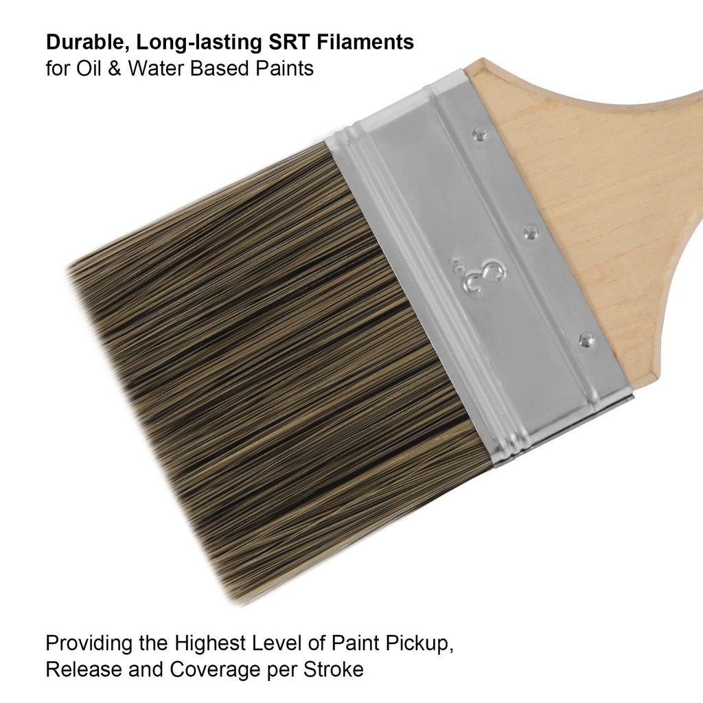 Double Thick Chip Paint Brush, 6 Pack, 3 inch / 75mm Stain Brushes for Painting Walls and Fence Staining, Wooden Handle Masonry Paintbrush for Varnish, Paste, Gesso and Limewash