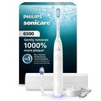 Philips Sonicare 6500 Series Electric Toothbrush - Next-Generation Sonicare Technology, Pressure Sensor, 9 Brushing Settings, SmarTimer, BrushPacer, 21-Day Runtime, Travel Case, White, HX7410/10