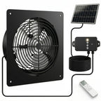 ORQEMG Solar Powered Fan with Battery Backup, 15W Monocrystalline Panel, 12V 4000mAh Control Box, Remote Control, 3 Modes, Adjustable Speed Ventilation Fan for Chicken Coop, Greenhouse, Shed, Attic