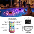 Bsgifts Solar Floating Pool Lights, Outdoor LED Pool Lighted that Float with Remote, IP68 Waterproof Swimming Decor Lighting for Inground Pool, Above Ground Pools, Pond, 2 Pack