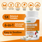 Organic Berberine Supplement-Berberine with Ceylon Cinnamon, Bitter Melon & Green Tea Extract, Supports Cholesterol Health & Immune Function. Third-Party Tested(Made & Tested in USA)-90 Capsules