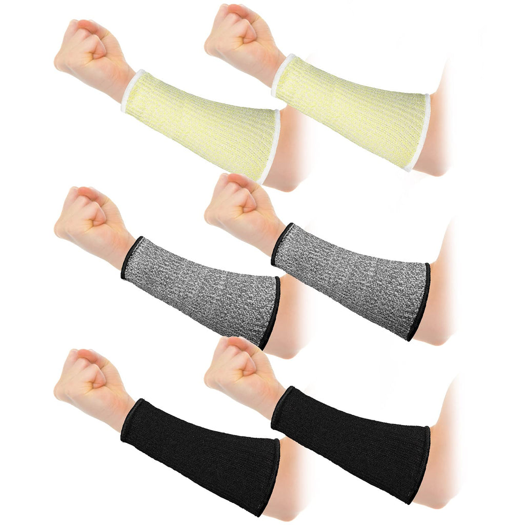 Sintege 3 Pairs Arm Protectors for Thin Skin and Bruising Cut Resistant Forearm Sleeve Level 5 Arm Burn Protection Sleeve (Black, Beige, Grey,7.9 Inch)