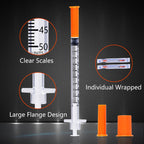 0.5 ml/cc Syringe 30G 5/16 Inch, U-100 Scientific Lab Supplies, Individual Wrapped, 100 Pack