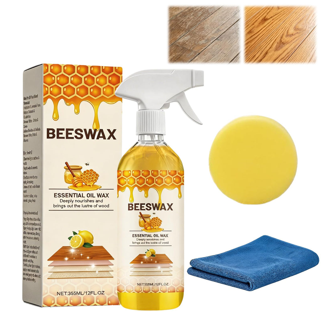 Beeswax Floor Spray,Beeswax Essential Oil Wax,2026 New Beeswaxs Wood Polish Spray,Upgrade Natural Furniture Waterproof Polish and Cleaner for Wood Multipurpose Wood Wax Restorer for Floors(335ml)