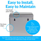 Bobrick Sanitary Napkin Disposal Wall Mounted Stainless Steel Flip Top Receptacle for Public Restrooms, 1-Piece Design with 1 Gallon Waste Capacity (Model B-270)