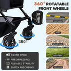 Dog Stroller for Large & Medium Dogs (20–132 lbs), Pet Stroller for 2 Small Dogs, Cat Strollers for 2 Cats, Extra Large Heavy Duty, Foldable & Fully Ventilated Design, Black