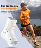 WHCOOL Slim-Fit Ankle Brace for Sprained Ankle, Quick Lace Up Ankle Support for Women Men with 2 Auto-Shaped Pads, Air Fabric Cool Ankle Stabilizer for Injury Recover, Running,Sports,White，XL