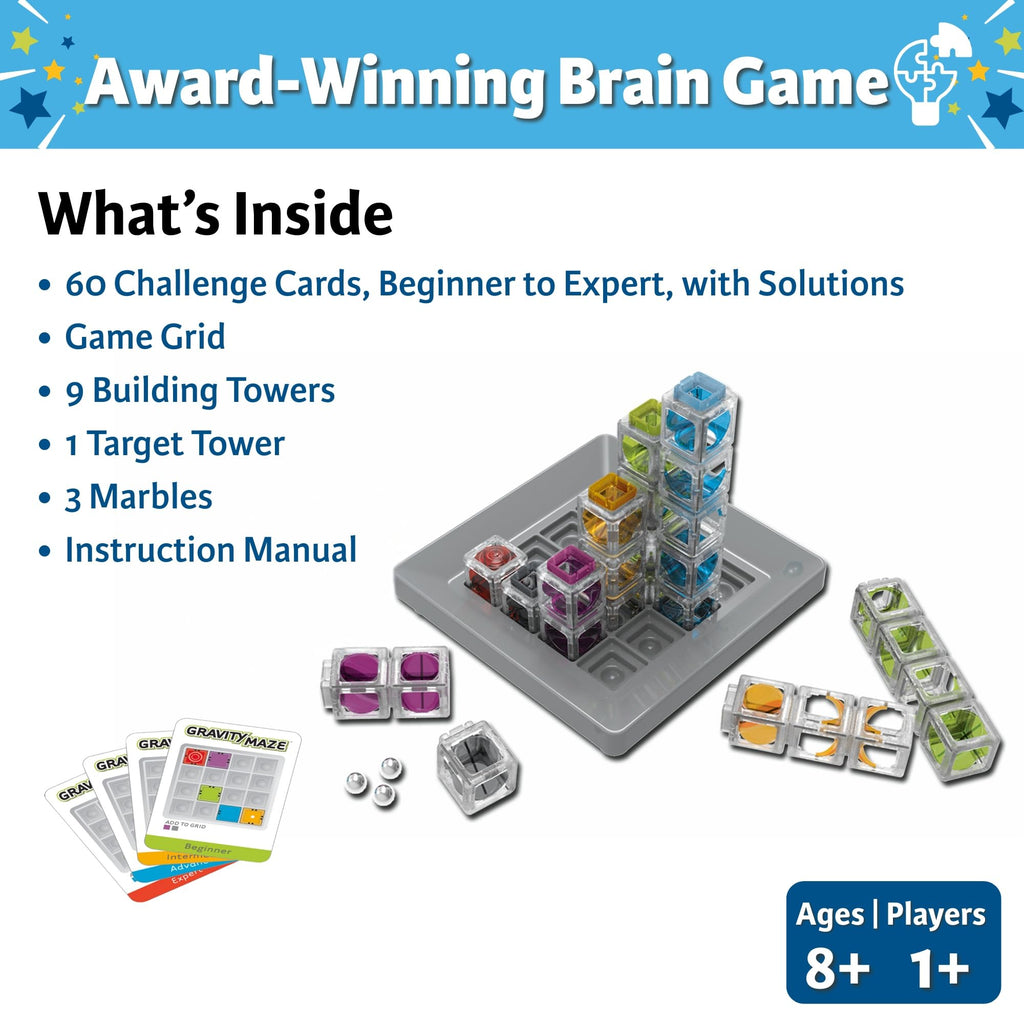 ThinkFun Gravity Maze - Falling Marble Logic Game - Challenging STEM Toy for Kids 8-12 - Gravity Marble Maze - Brain-Building Fun - Educational Gift - Boosts Critical Thinking & Problem Solving