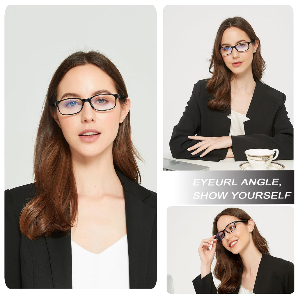 EYEURL Reading Glasses Womens Blue Light Blocking - 2 Pack Lightweight Computer Readers +1.5 Glare Blocking Ladies Eyeglass