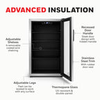 Honeywell Beverage Refrigerator and Cooler, 116 Can Mini Fridge with Glass Door for Soda Beer or Wine for Office or Bar with Adjustable Removable Shelving, Commercial Grade