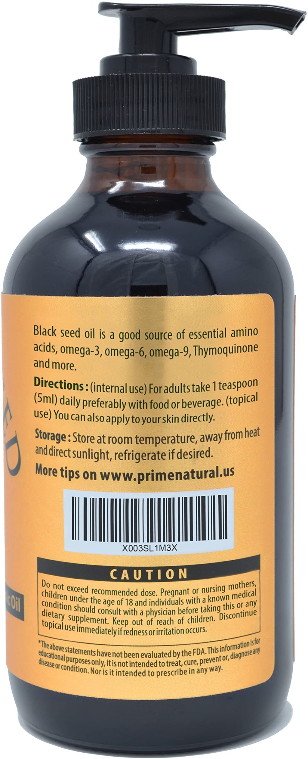PRIME NATURAL Organic Black Seed Oil 16oz - Cold Pressed Unrefined High Thymoquinone 1.7% USDA Certified - Turkish Origin Potent Nigella Sativa Liquid - Vegan Omega 3 6 9, Antioxidant