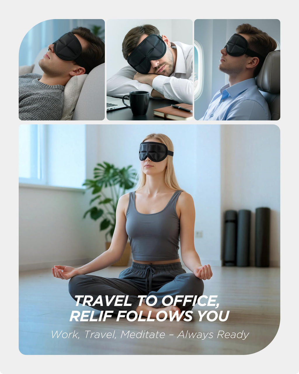 3D Cooling Sleep Mask with Double Coldfocus Gel - Frozen Cold Gel Eyes Mask with Contoured Blackout Hot & Cold Therapy for Women, Men Sleeping on Airplane Traveling for Migraine, Dry Puffy Eye,2 Packs