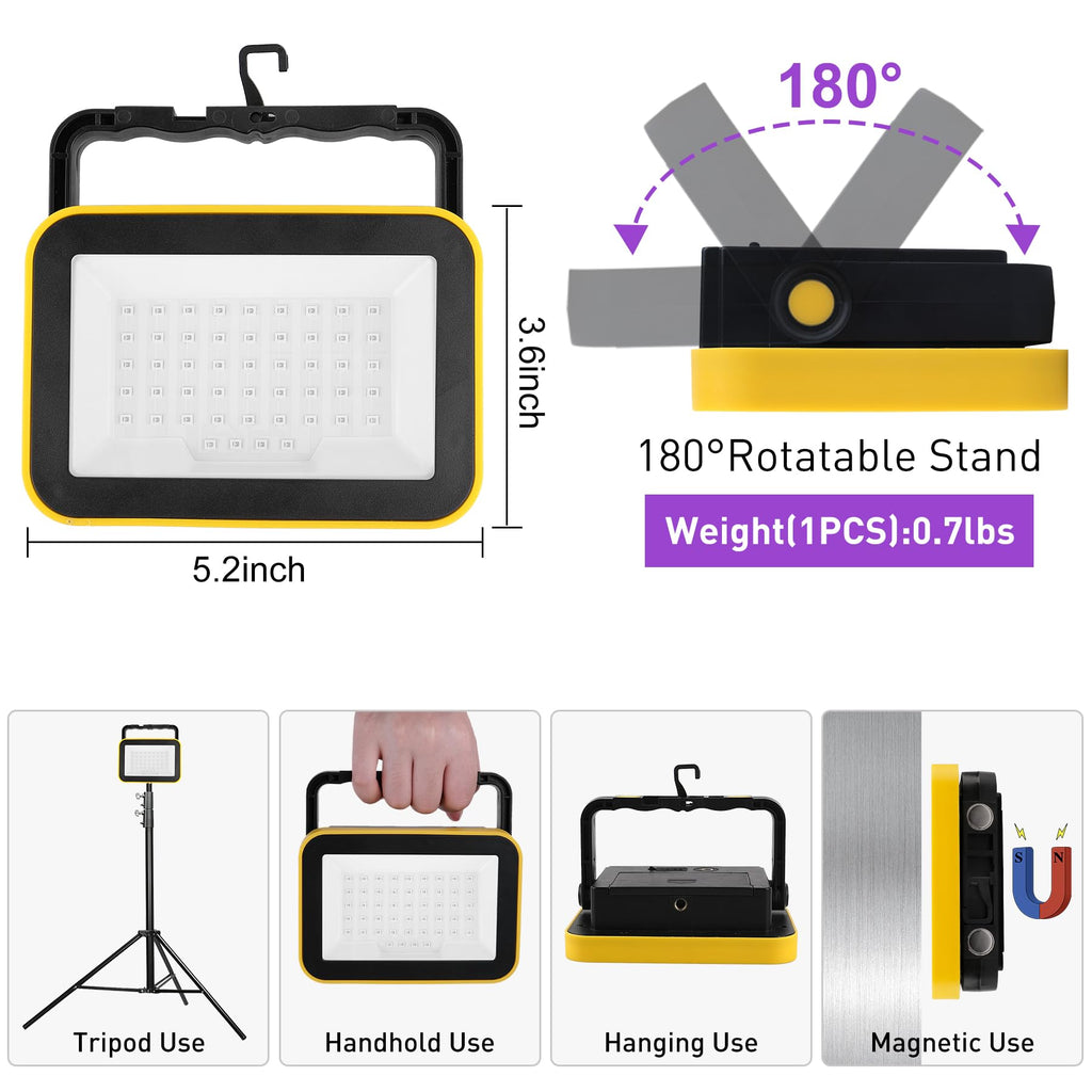 CREPOW Rechargeable LED Black Light, Battery Powered Portable Blacklight, 400nm LED Flood Light Black Lights, Neon Glow Party, Blacklight Catfishing, Halloween, Glow in The Dark Decoration 2 Pack