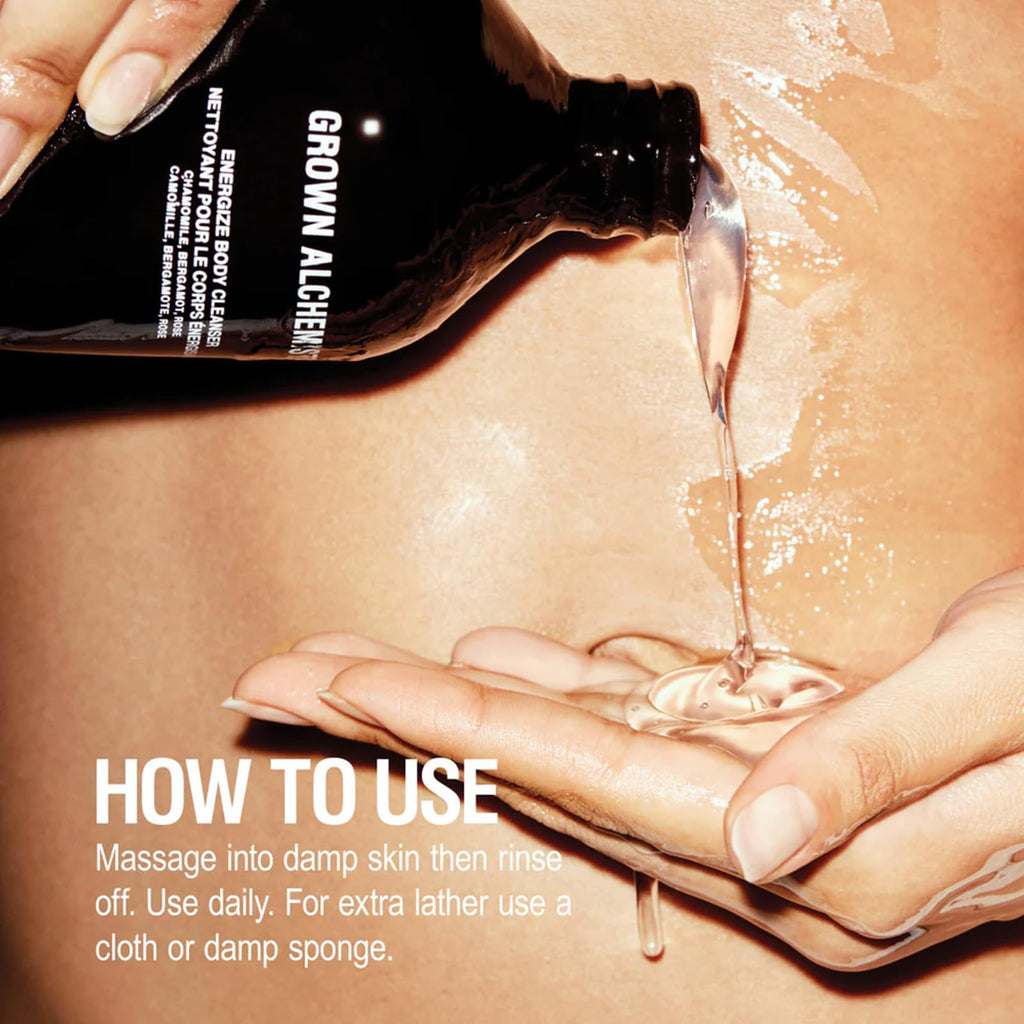 Grown Alchemist Energize Body Cleanser, Chamomile, Bergamot & Rose Gentle Bodywash. Hydrates and Cleanses Skin (300 ml).