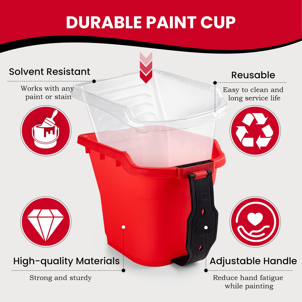 Mister Rui Paint Brushes, Paint Cup with Paint Bucket Liners, 2 Inch Paint Brush, Professional Paint Brush Set for Smooth Finish, Wall, Furniture, Trim